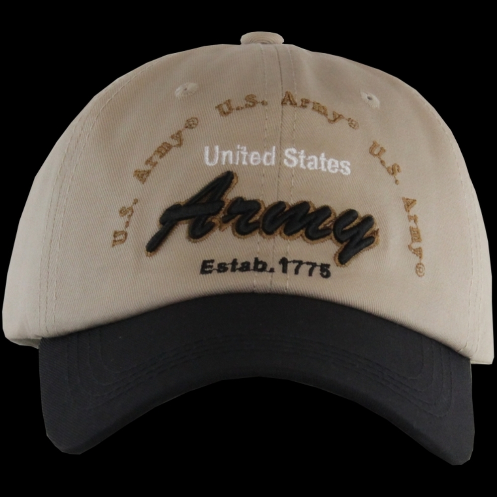 United States Army Emroidered Hat Baseball Cap Tan and Black